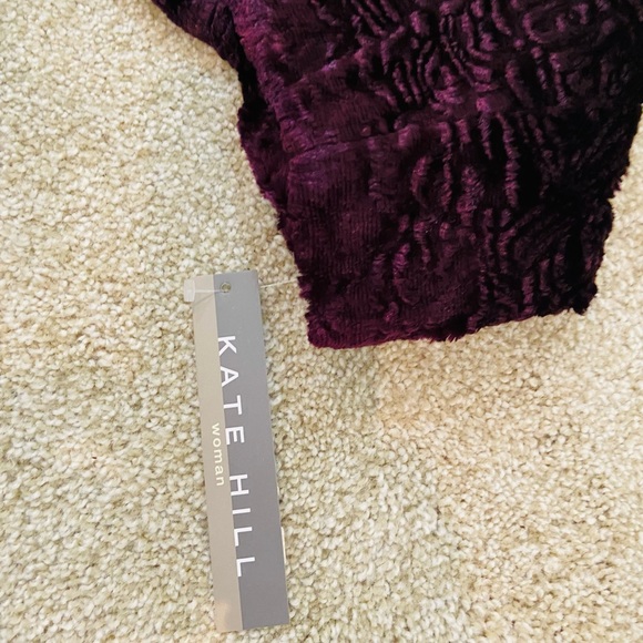 NWT Kate Hill faux curly lamb fur purple jacket - Picture 8 of 13